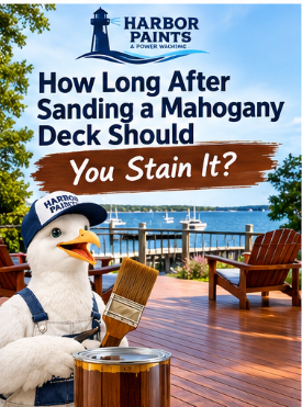 How long after sanding a mahogany deck should you stain it
