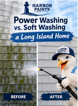 Power Washing vs Soft Washing a long island home