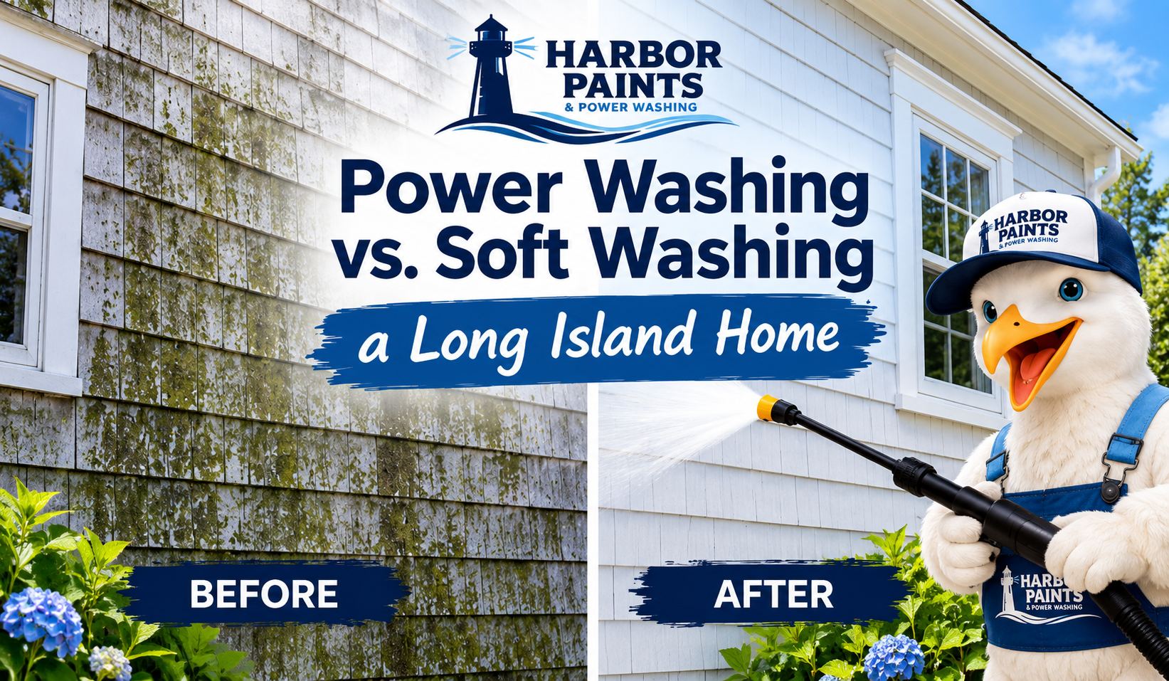 Power Washing vs. Soft Washing a Long Island Home